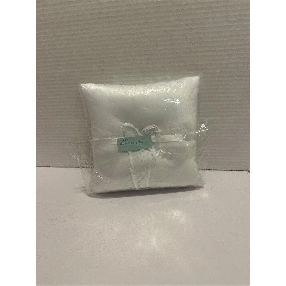 Wedding Ring pillow Never Opened White With Ribbon 7” X 7”